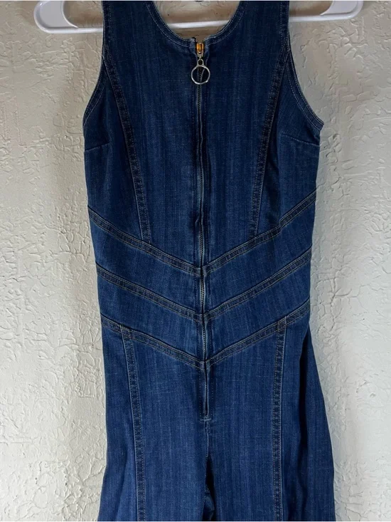 Revice Hollywood Heartthrob Retro Style Denim Flare Jumpsuit in Blue - Picture 5 of 15